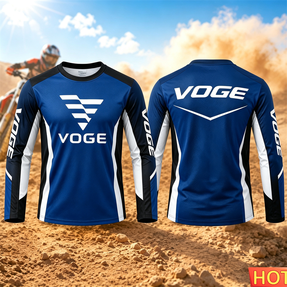 Outdoor Adventure Outfit - เสื้อยืดแขนยาวสำหรับขี่มอเตอร์ไซค์แบบยูนิเซ็กซ์รุ่นใหม่ VOGE 3D แห้งเร็ว ระบายอากาศได้ดี สำหรับการผจญภัยแบบออฟโรด