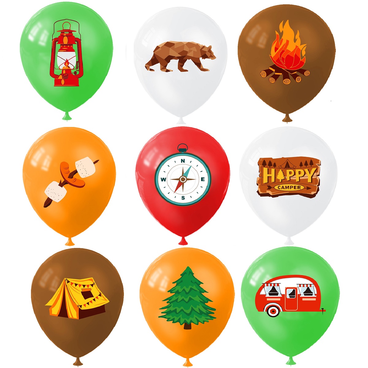 9 ชิ้น Happy Camping บอลลูน, ก - Outdoor Adventure Birthday Party บทวิจารณ์และราคา